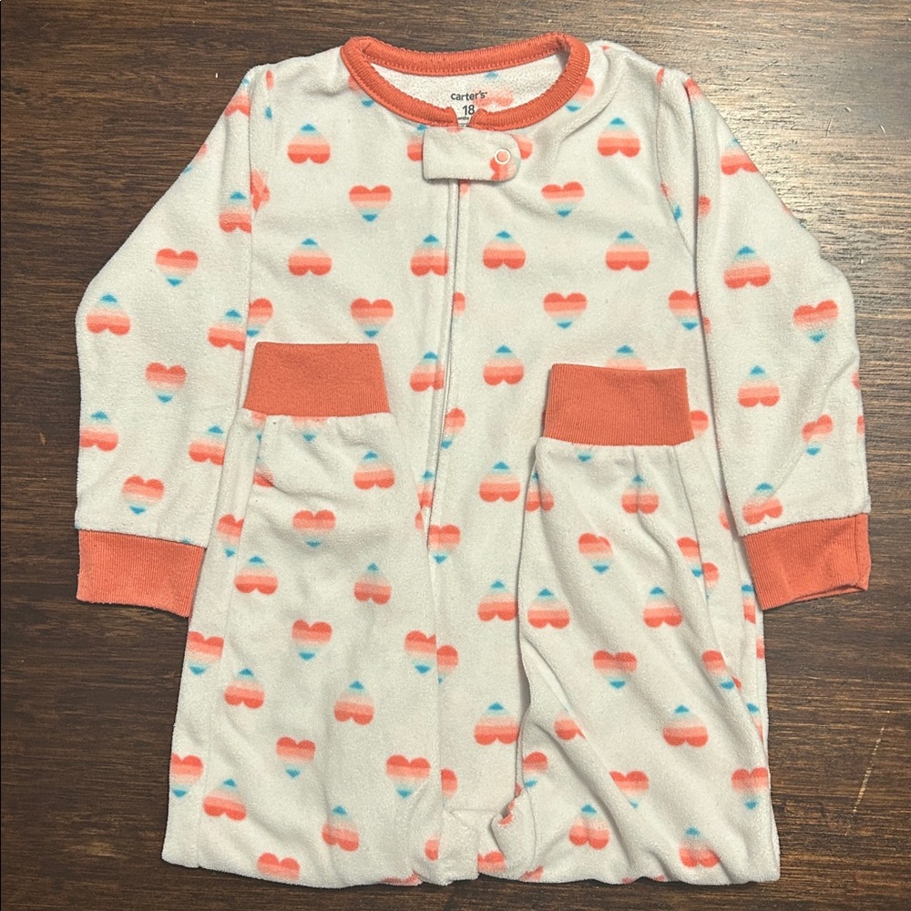 Carter's White and pink/blue Heart Print Baby Onesie